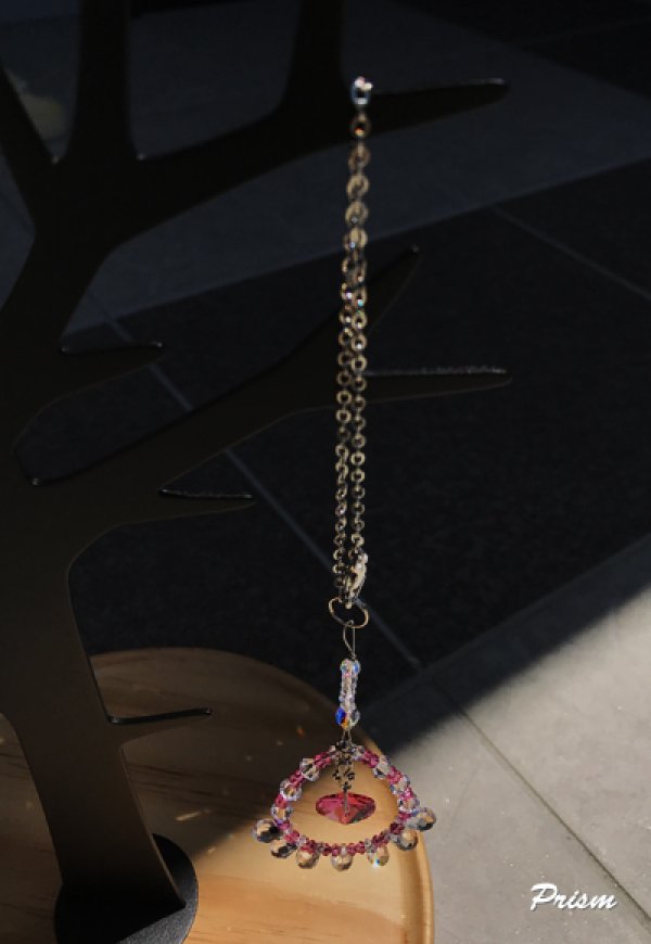 画像2: ハート(14mm）ライトローズ／愛車用「ドリームクリスタル」サンキャッチャー (2)