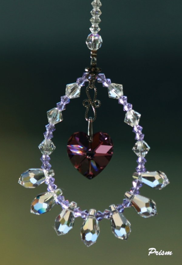 画像2: ハート(14mm）アメジストAB／愛車用「ドリームクリスタル」サンキャッチャー (2)