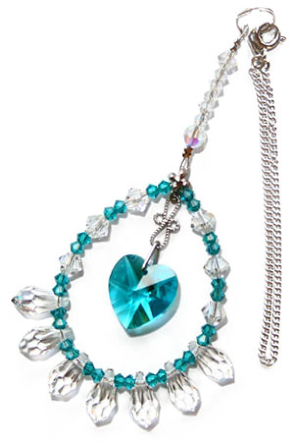 画像5: ハート(14mm）ブルージルコン／愛車用「ドリームクリスタル」サンキャッチャー (5)