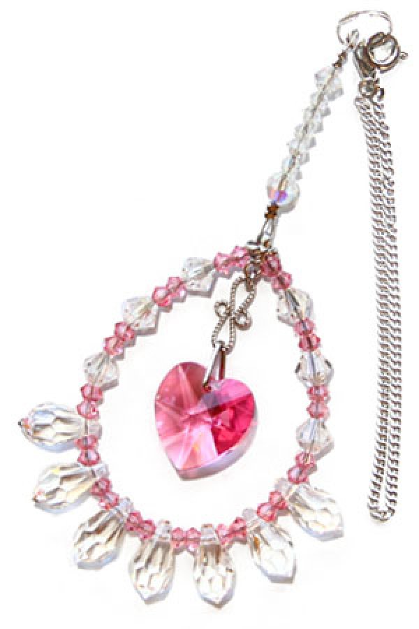 画像4: ハート(14mm）ライトローズ／愛車用「ドリームクリスタル」サンキャッチャー (4)